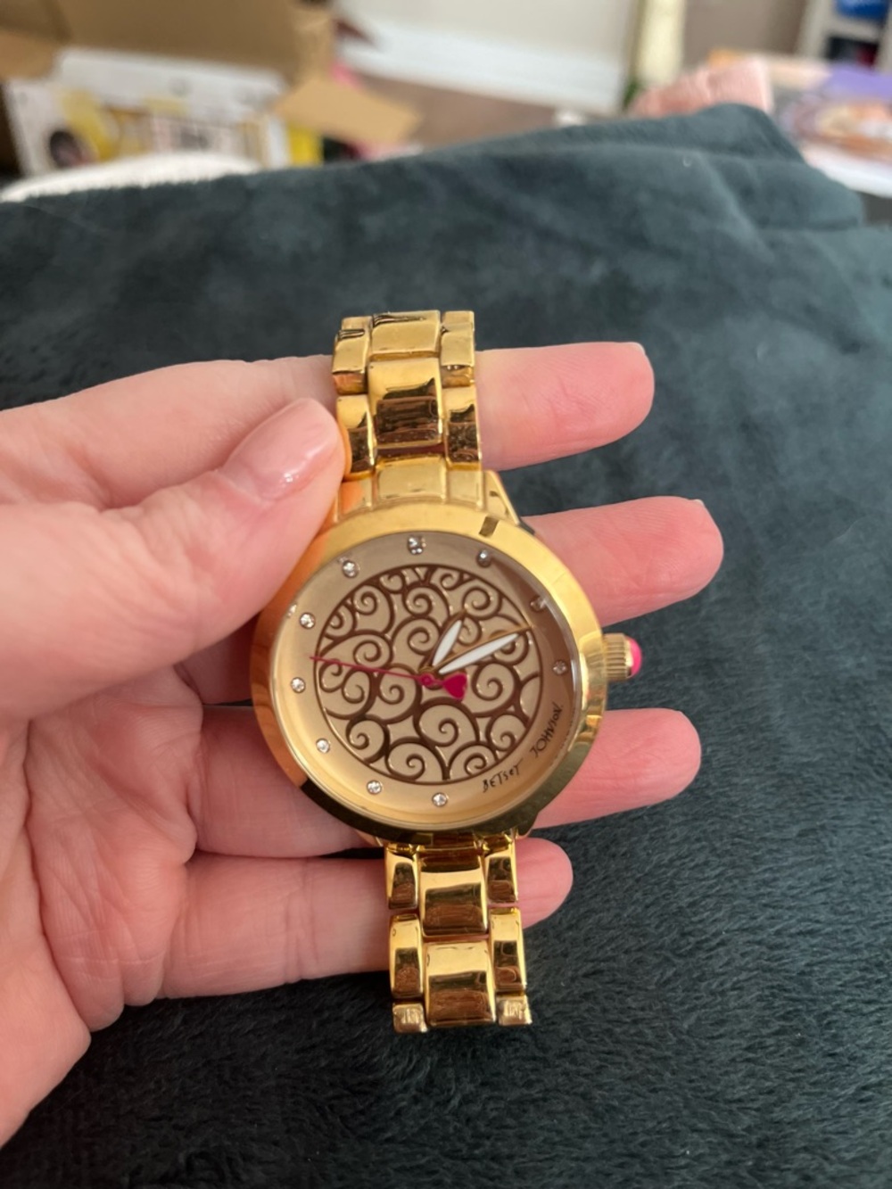 Betsy Johnson - Gold Women's Wristwatch with Ornate Dial - Picture 4 of 4